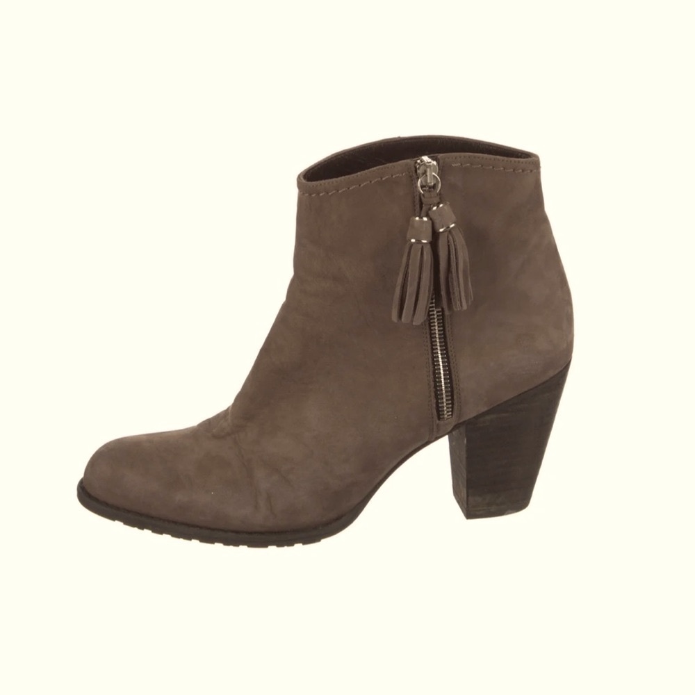 Stuart Weitzman Suede Prancing Tassel Block Heel … - image 2